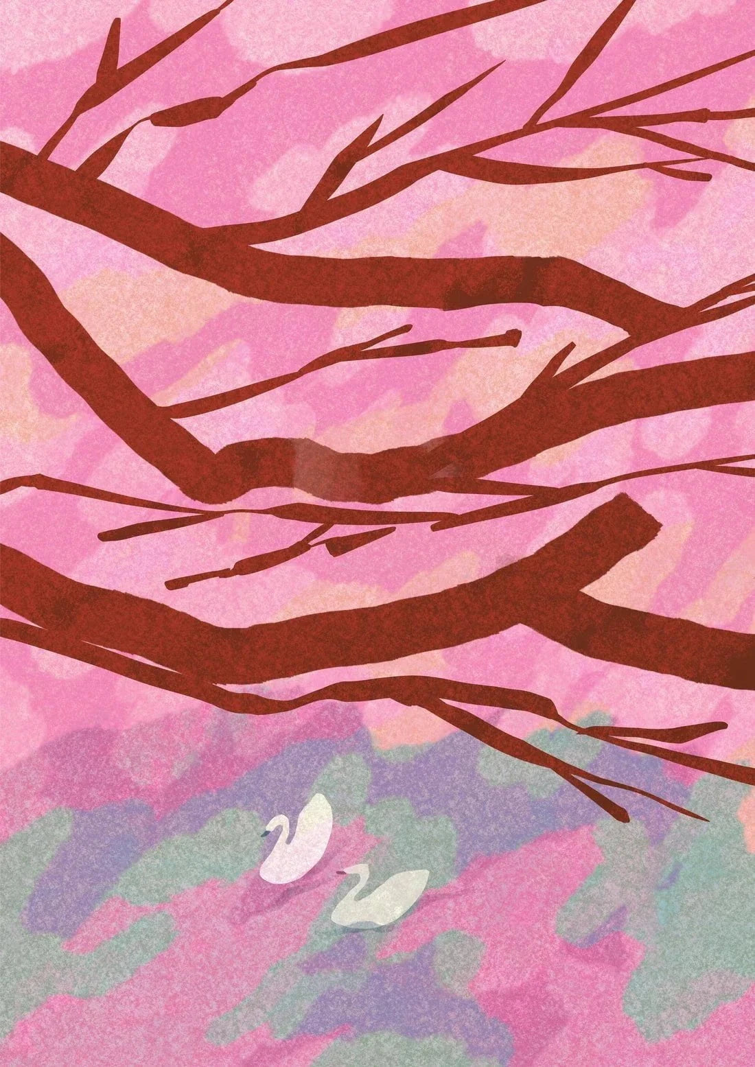 Fukuoka, Cherry Blossoms contemporary wall art print by Lily Kong - sold by DROOL