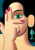 Woman with a fish earring contemporary wall art print by Juan de la Rica - sold by DROOL