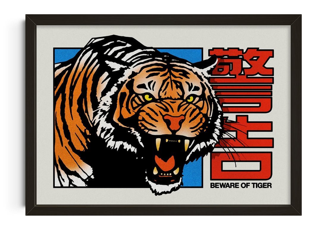 Beware of Tiger contemporary wall art print by Othman Zougam - sold by DROOL