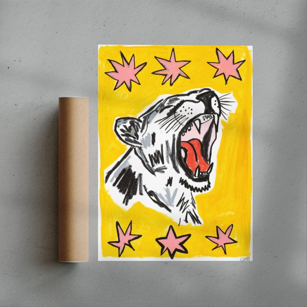 Cougar contemporary wall art print by Caitlin Flood-Molyneux - sold by DROOL
