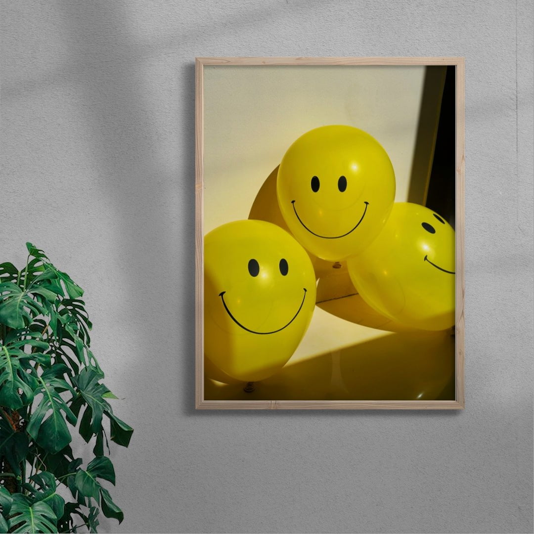 Smiley x3 contemporary wall art print by Burak Boylu - sold by DROOL