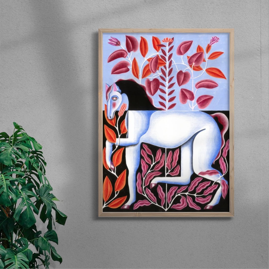 Baby Blue Horse contemporary wall art print by Carla Petelski - sold by DROOL