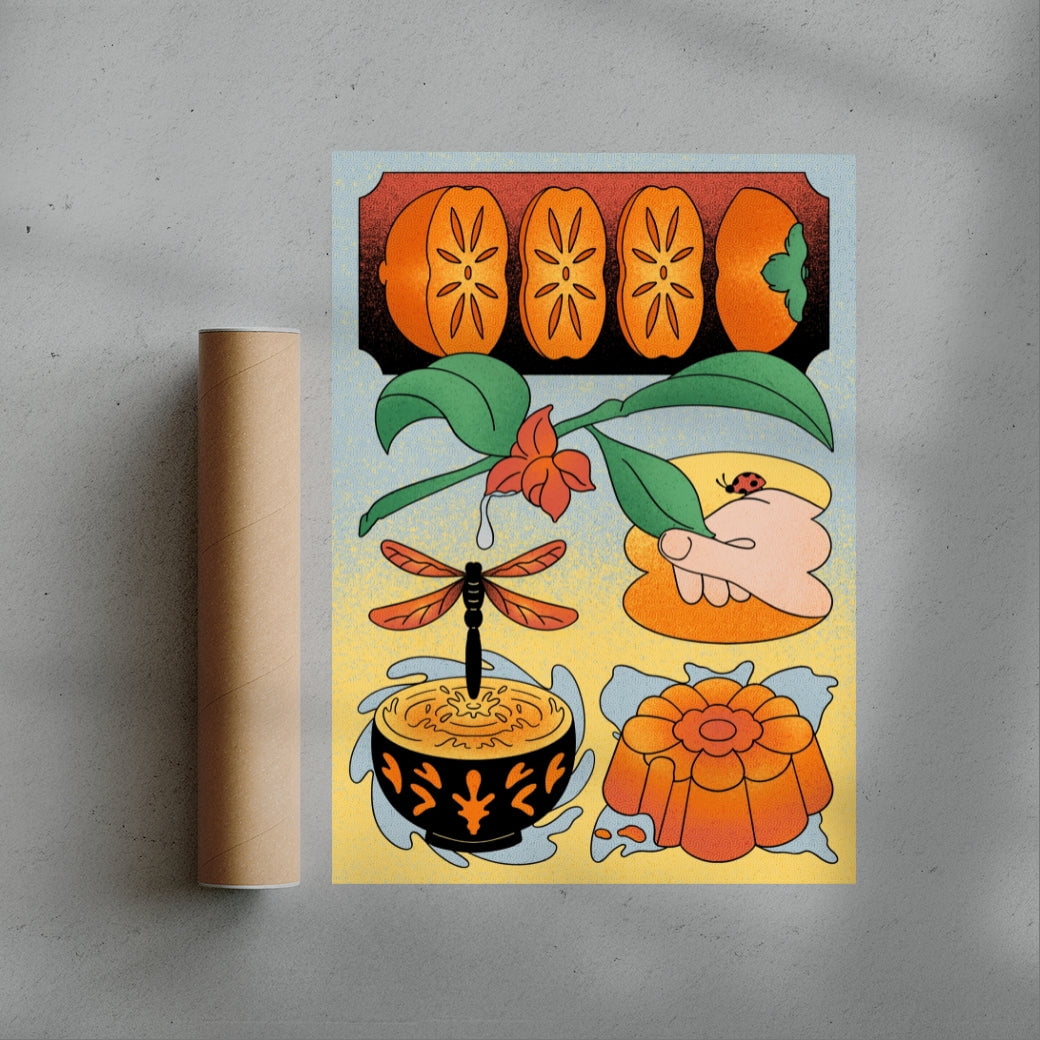 Persimmon Dreams contemporary wall art print by Erica Lee - sold by DROOL