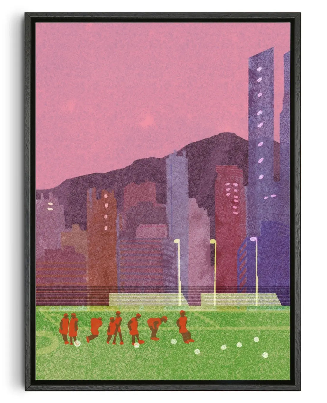 Football pitch, Hong Kong contemporary canvas print by Lily Kong - sold by DROOL