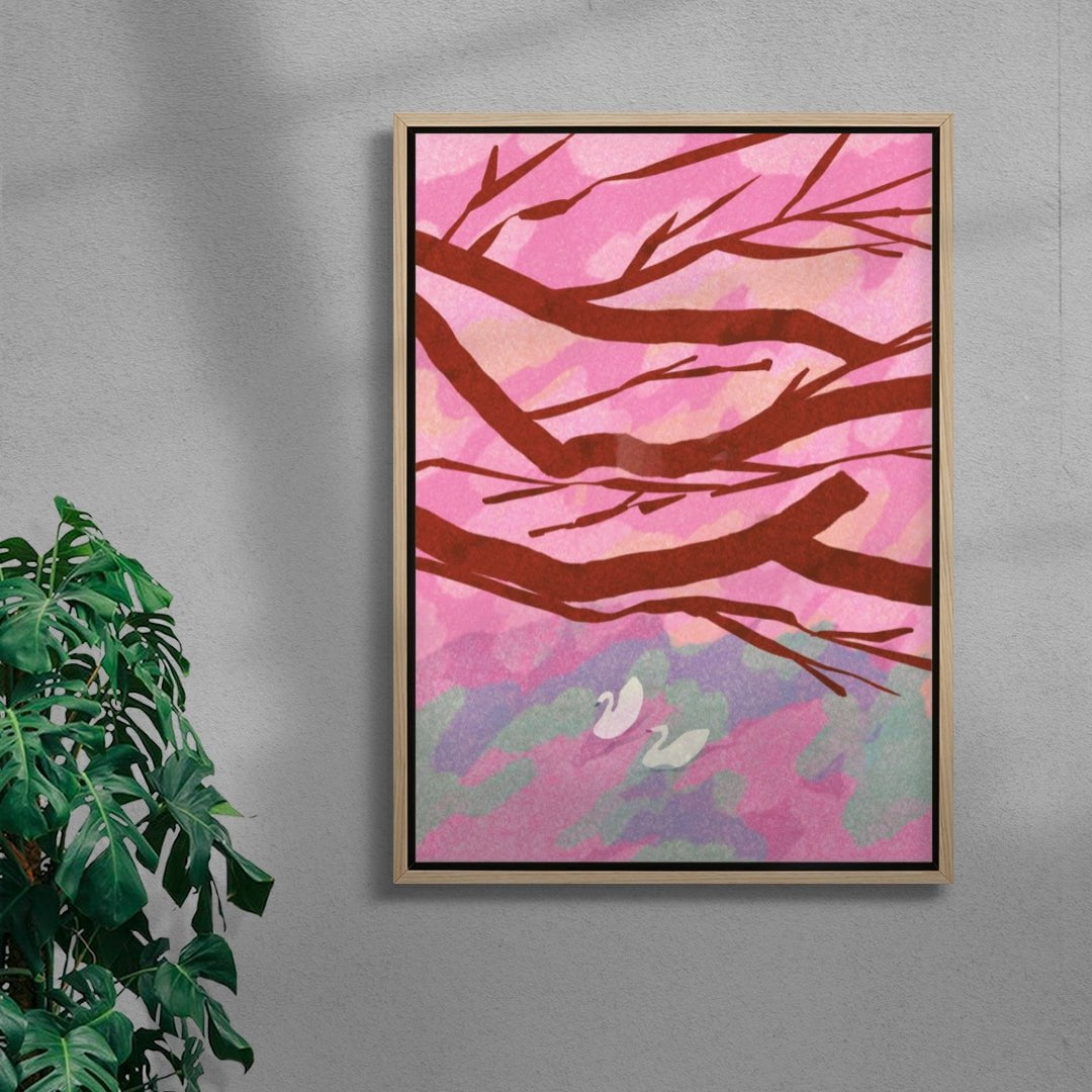 Fukuoka, Cherry Blossoms contemporary wall art print by Lily Kong - sold by DROOL
