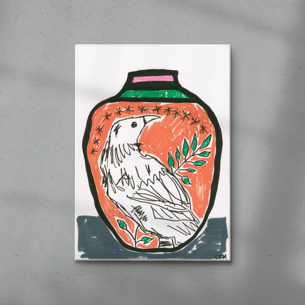 Tūī Bird contemporary wall art print by Caitlin Flood-Molyneux - sold by DROOL