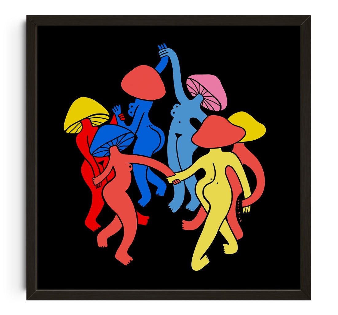 Mushrooms At Midnight contemporary wall art print by Aley Wild - sold by DROOL