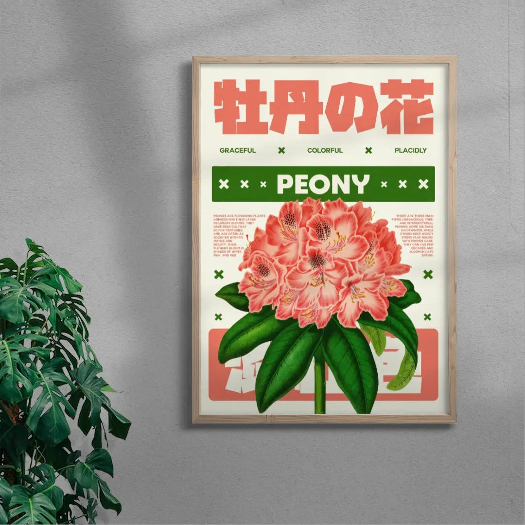 Peony flower poster