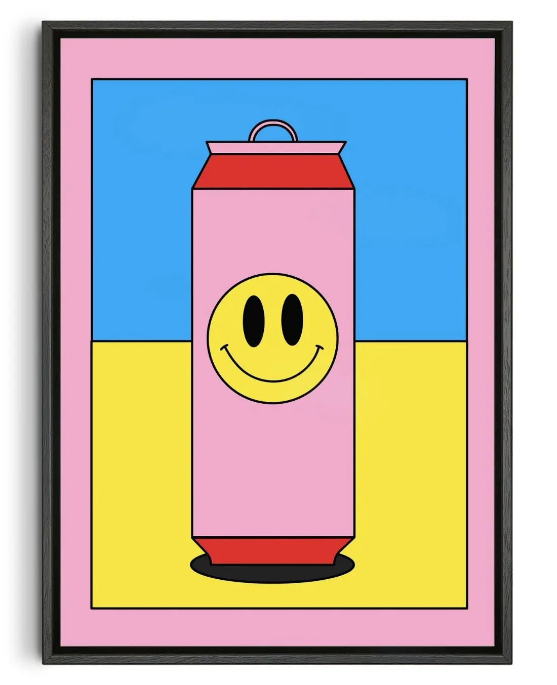 Happy can of beer contemporary canvas art print by Petra - sold by DROOL