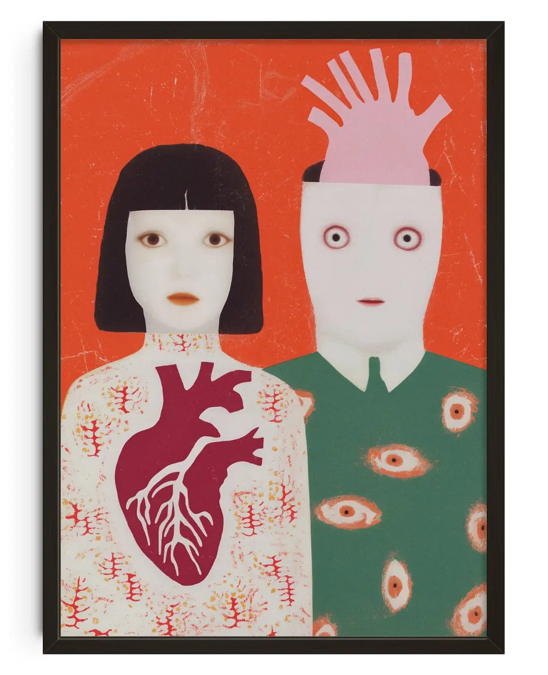 Split love contemporary art print by ImagineThat - sold by DROOL