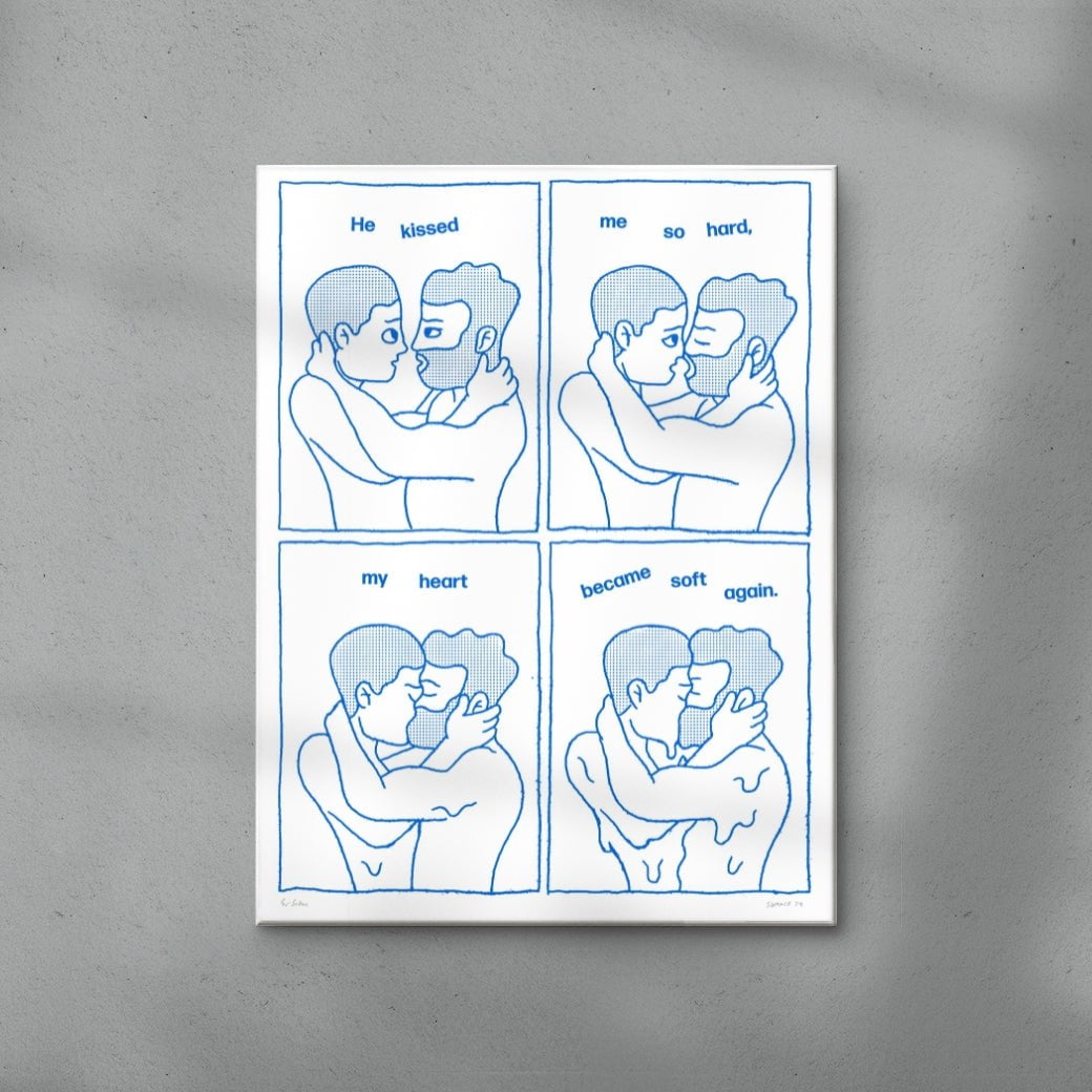 Kiss Me Harder contemporary wall art print by Eric Schwarz - sold by DROOL
