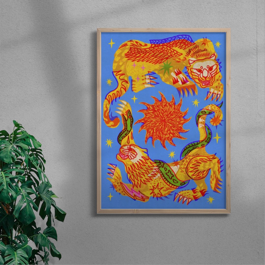 Celestial Cats contemporary wall art print by Kwonny - sold by DROOL