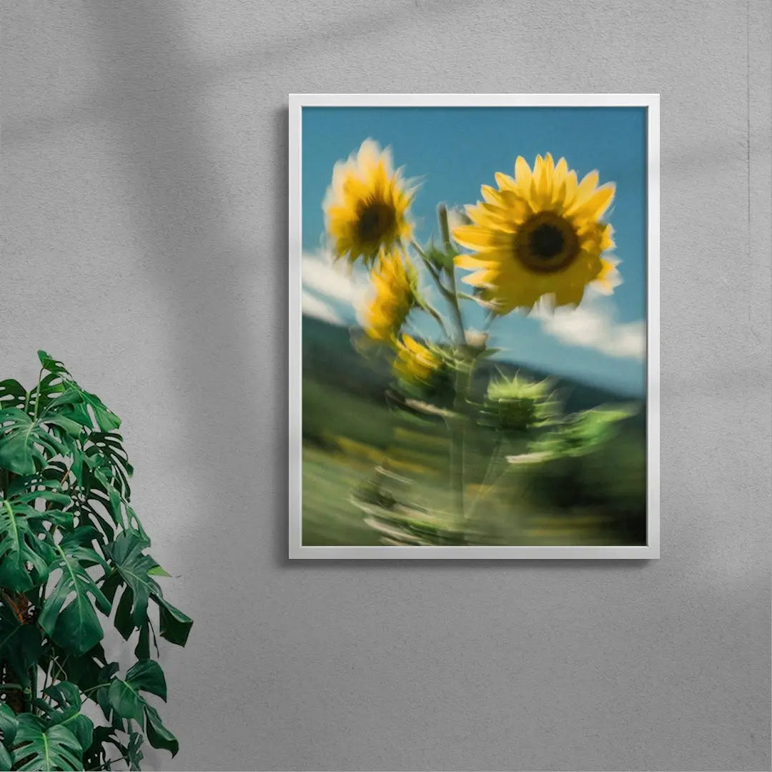 Sunflower Sway contemporary wall art print by Molly Strohl - sold by DROOL