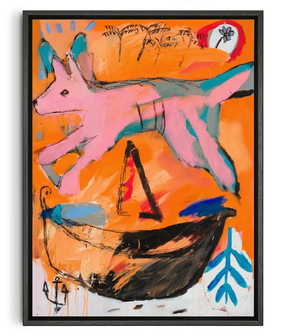 The leaping fox contemporary wall art print by Billy Bagilhole - sold by DROOL