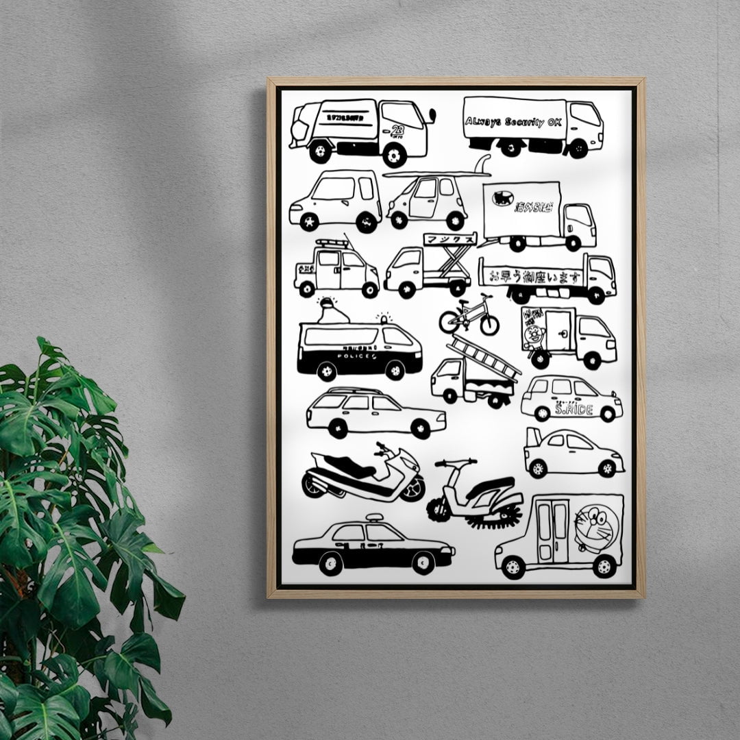 JAPANESE CARS contemporary wall art print by Max Blackmore - sold by DROOL
