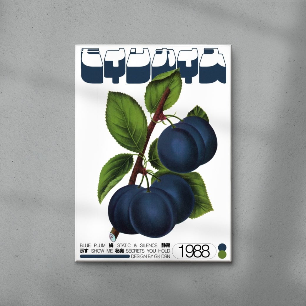 Blue Plum contemporary wall art print by George Kempster - sold by DROOL
