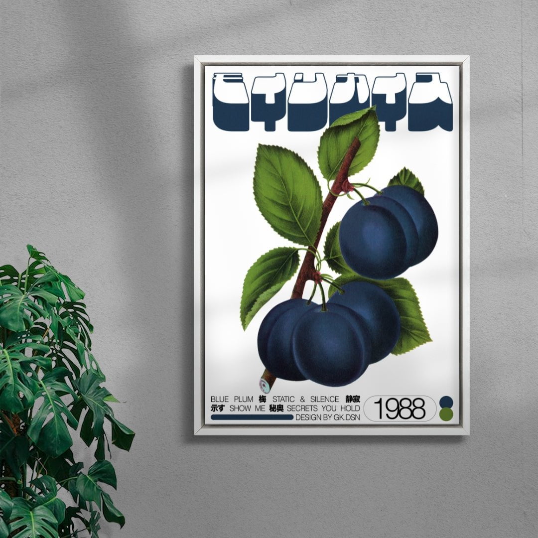 Blue Plum contemporary wall art print by George Kempster - sold by DROOL