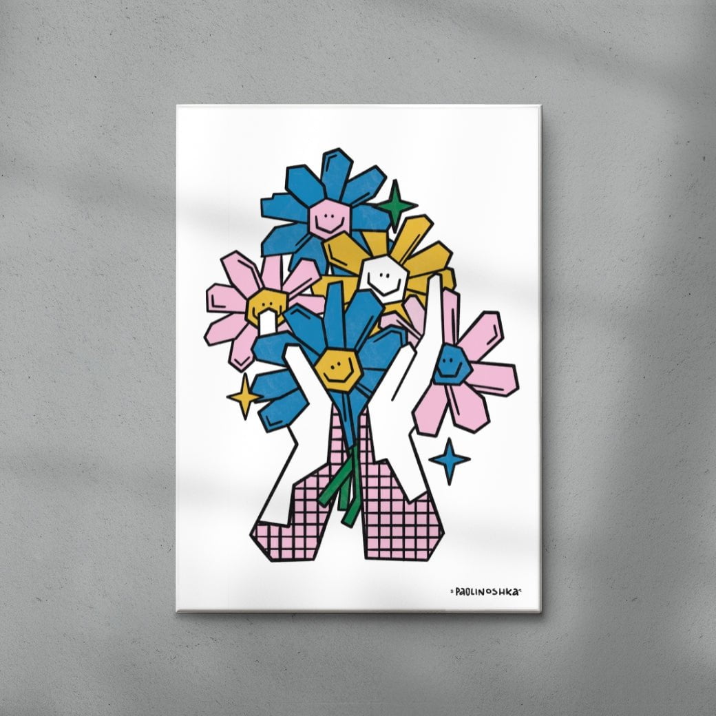 Les Mains Fleuries contemporary wall art print by Paolinoshka - sold by DROOL