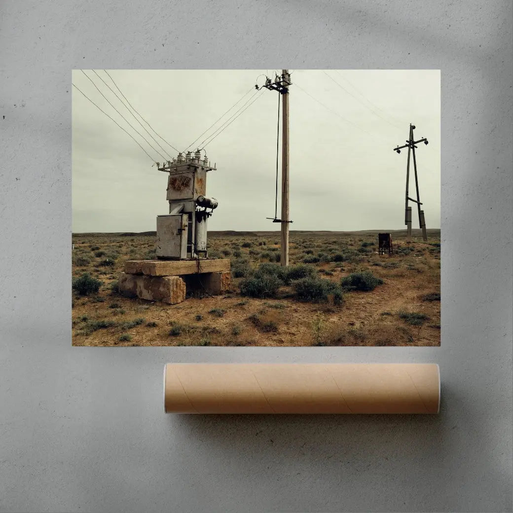 Desert Powerlines contemporary wall art print by Xabier Franco - sold by DROOL