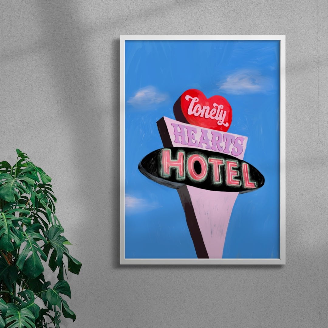 Lonely Hearts Hotel contemporary wall art print by Laurie Campbell - sold by DROOL