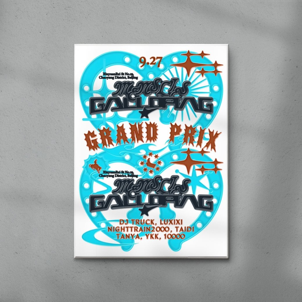 MENSLIES Galloping Grand Prix contemporary canvas art print by MENSLIES - sold by DROOL