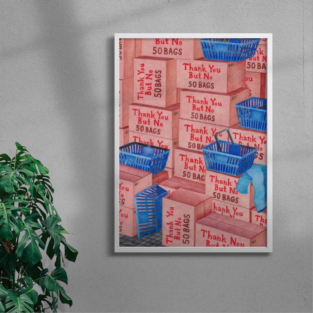 Thank You But No. 50 Bags contemporary wall art print by Daukantė - sold by DROOL