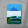Blue Island, Santorini contemporary wall art print by Lily Kong - sold by DROOL