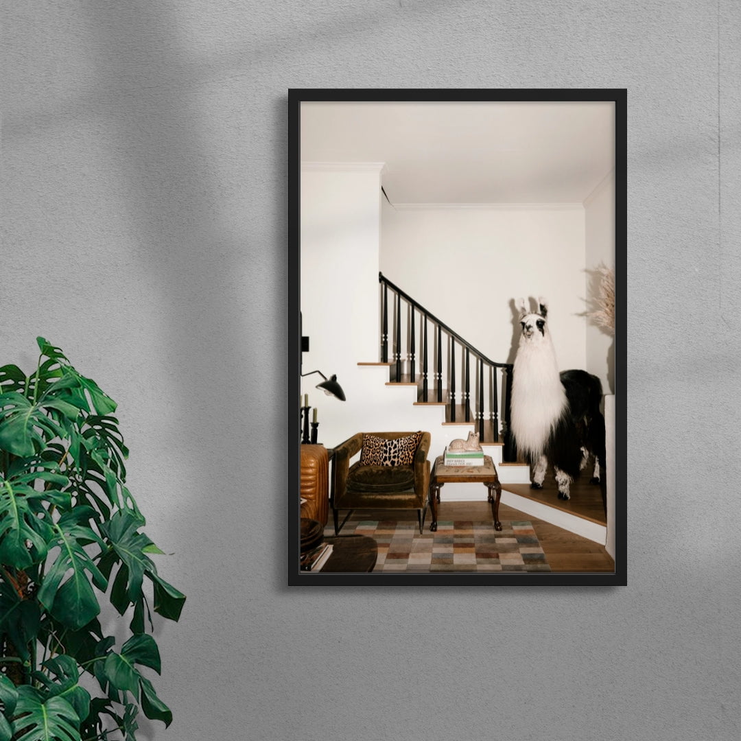 A Welcome Llama contemporary wall art print by Mary Caroline Russell - sold by DROOL