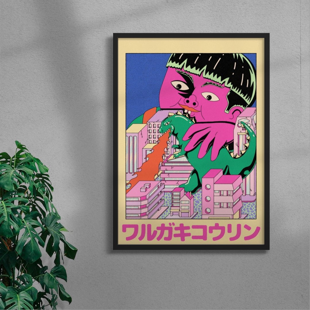 Kid Kaiju contemporary wall art print by Azaazelus - sold by DROOL