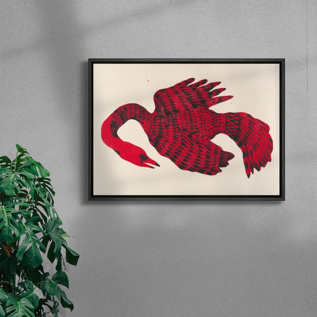 Bird In Red contemporary wall art print by Kwonny - sold by DROOL
