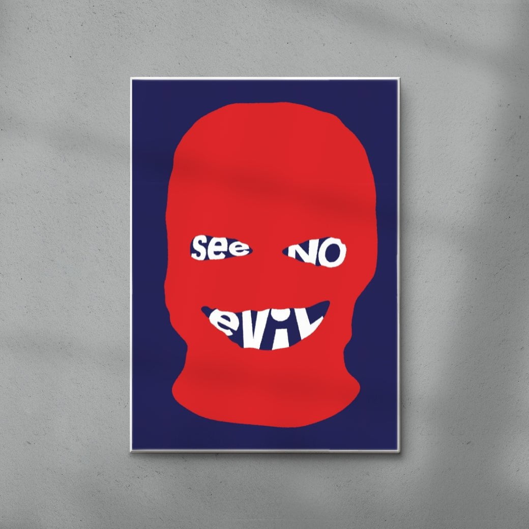 See no evil contemporary wall art print by Max Blackmore - sold by DROOL