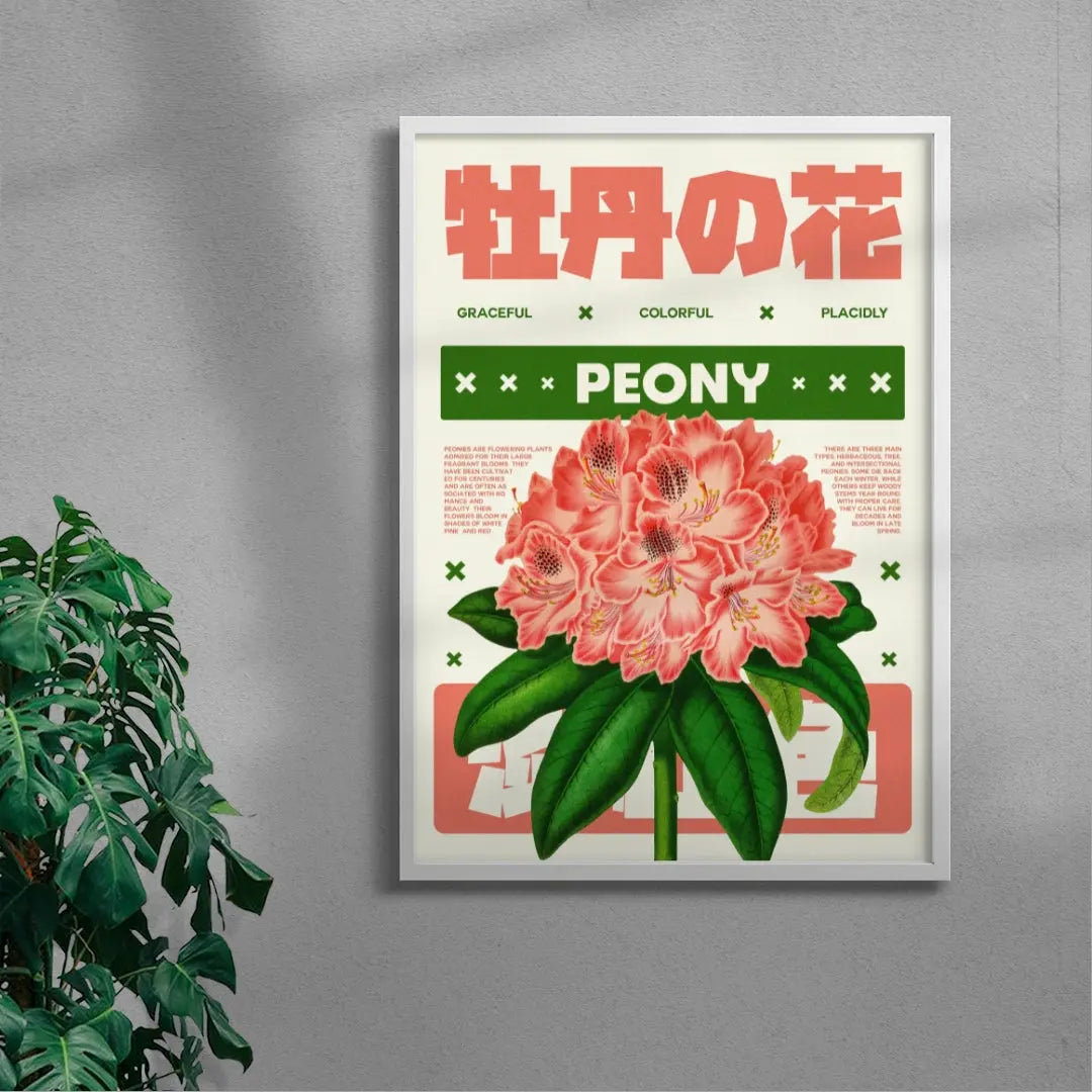 Peony flower poster