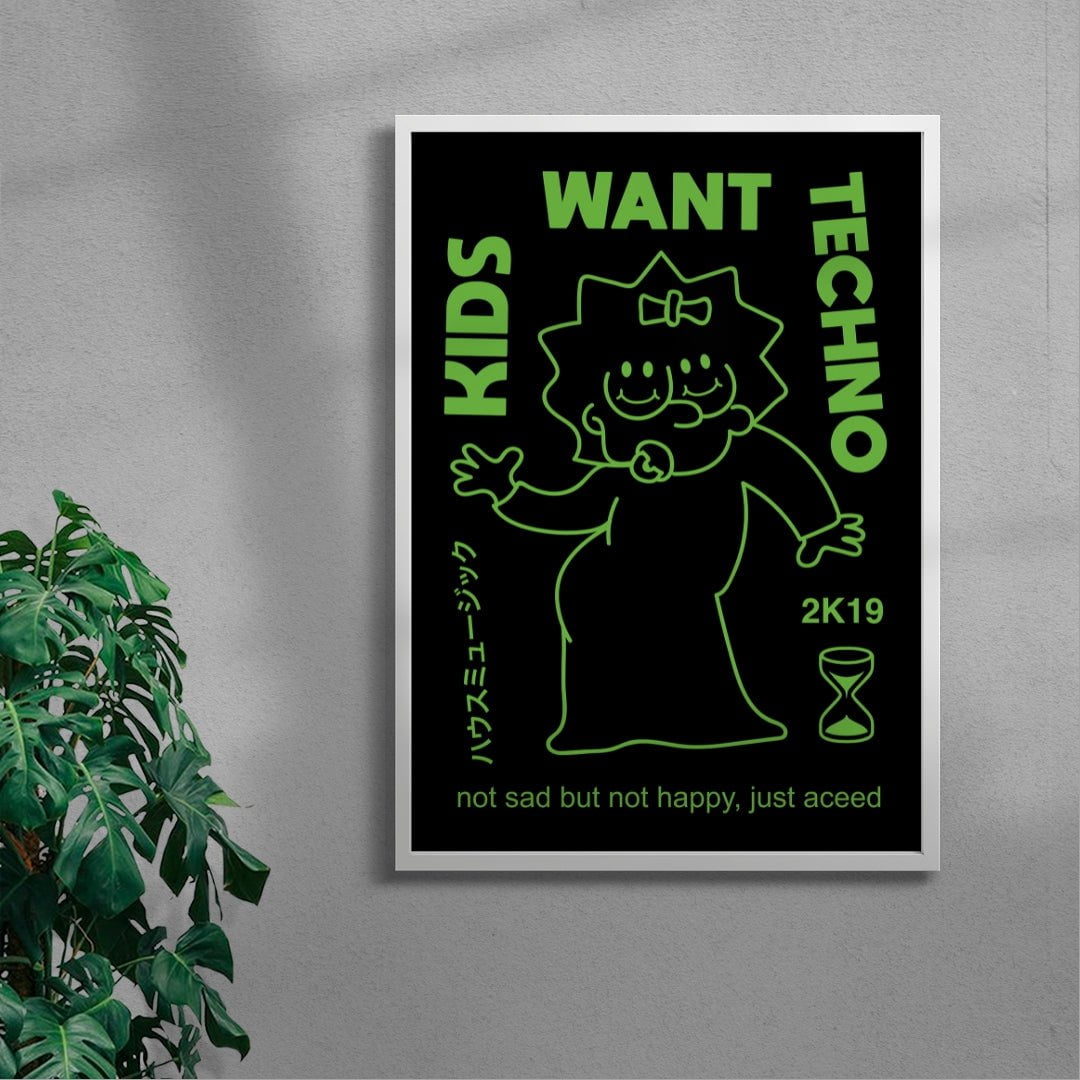 KIDS WANT TECHNO contemporary wall art print by Ignorance1 - sold by DROOL