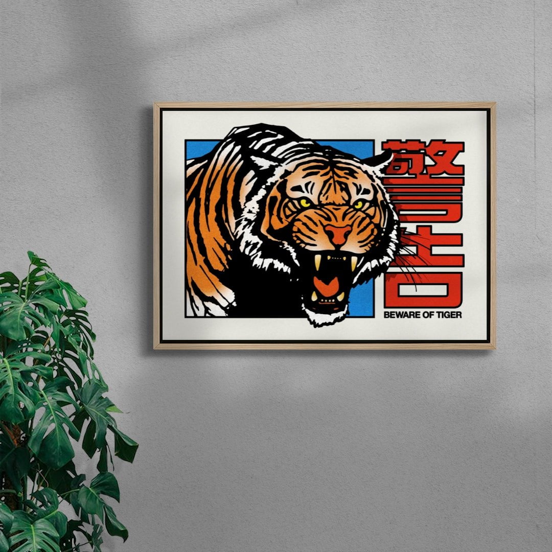 Beware of Tiger contemporary wall art print by Othman Zougam - sold by DROOL