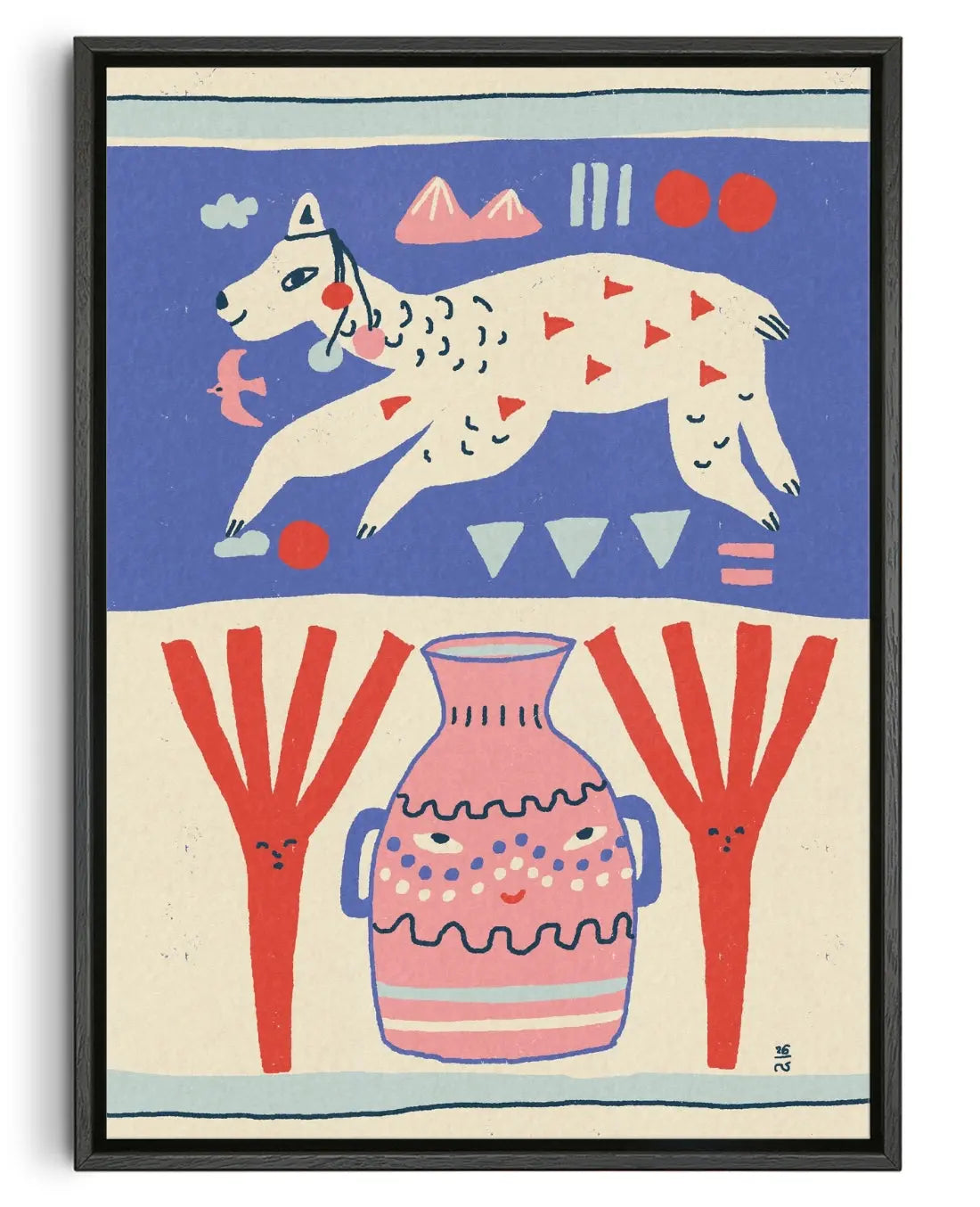 Playful Llama Folk Art contemporary canvas print by Raipa Studio - sold by DROOL