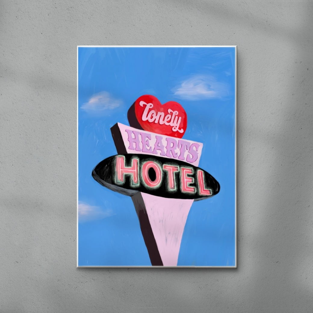 Lonely Hearts Hotel contemporary wall art print by Laurie Campbell - sold by DROOL