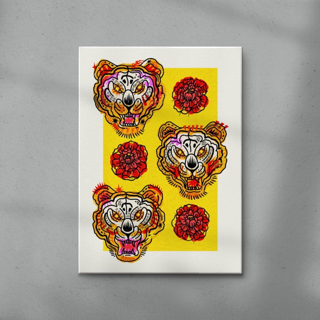 Electric Tigers contemporary wall art print by Kwonny - sold by DROOL