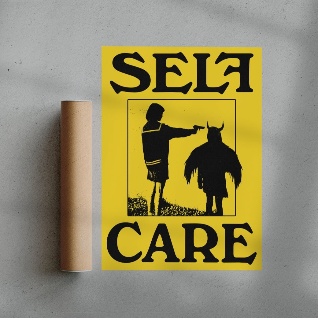 Self Care (Yellow) contemporary wall art print by Utsav Verma - sold by DROOL