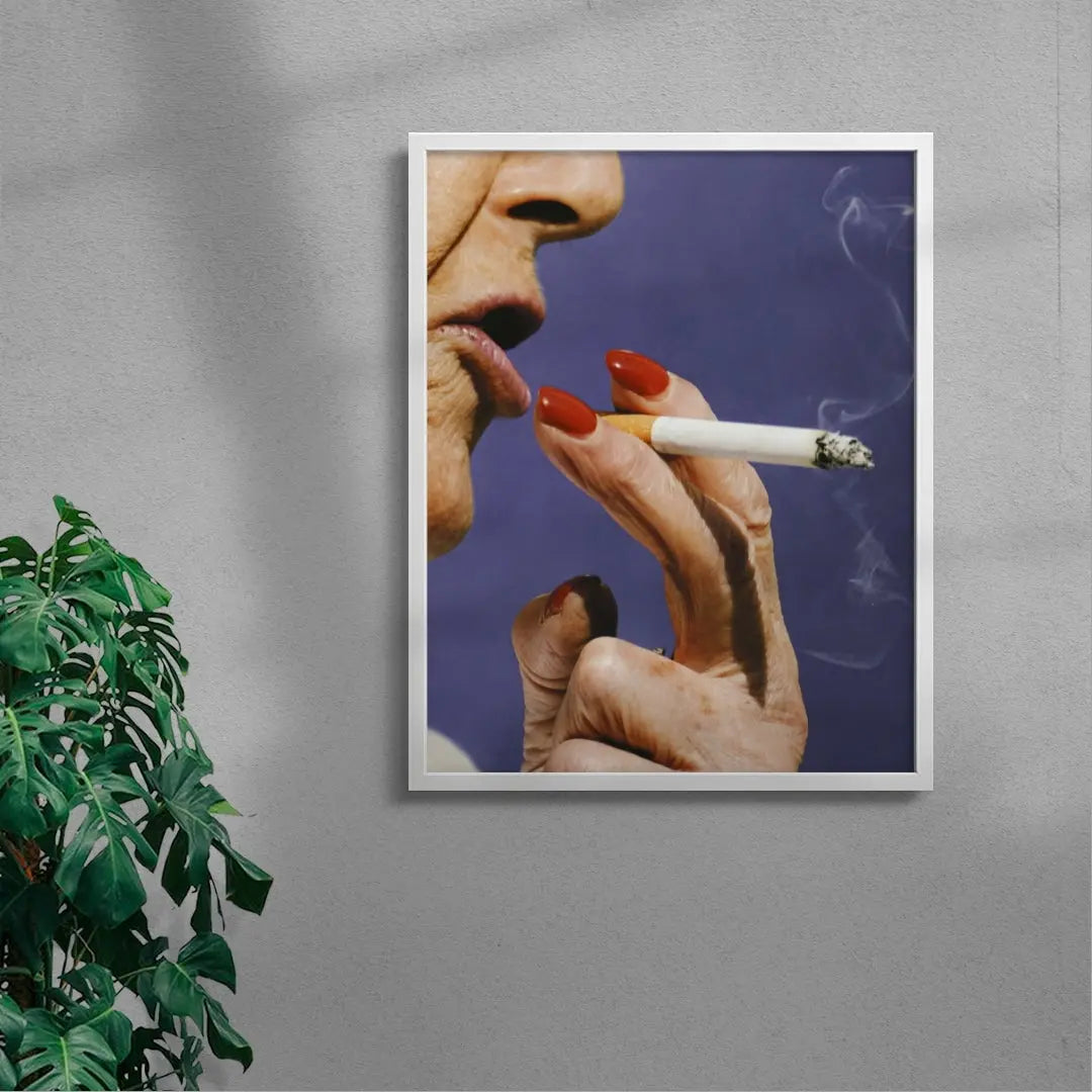 Elderly Smoker contemporary wall art print by Francesco Gioia - sold by DROOL