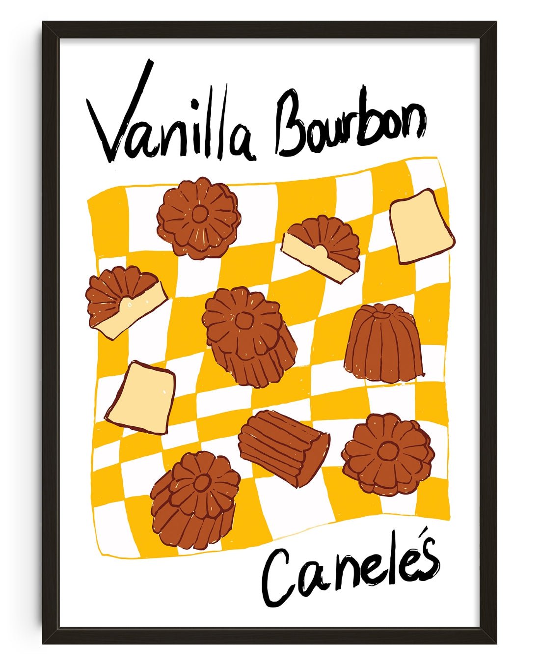 Vanilla Bourbon Caneles contemporary wall art print by DROOL Collective - sold by DROOL