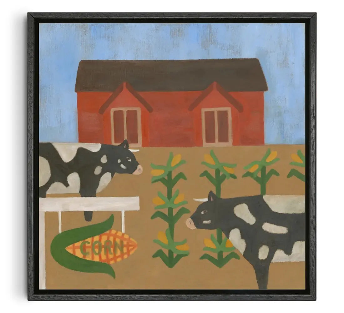 The cows that got the corn contemporary canvas print by Tish von Broen - sold by DROOL
