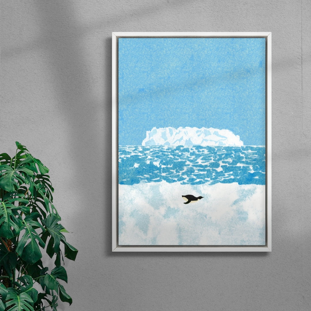 A penguin contemporary wall art print by Lily Kong - sold by DROOL