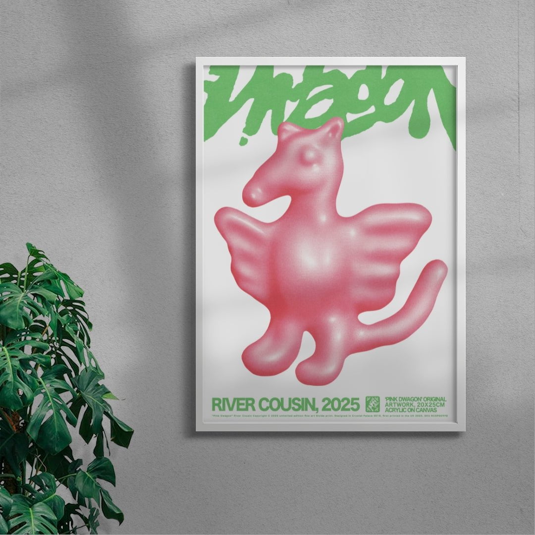 Pink Dwagon contemporary wall art print by River Cousin - sold by DROOL