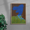 Blue Volcano contemporary wall art print by Lily Kong - sold by DROOL