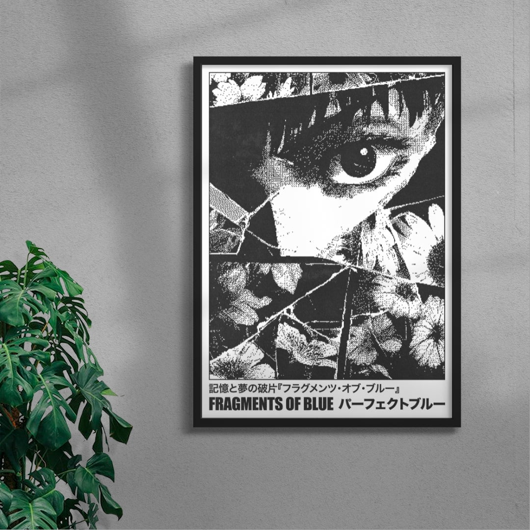 Fragments of Blue contemporary wall art print by Todd Pham - sold by DROOL