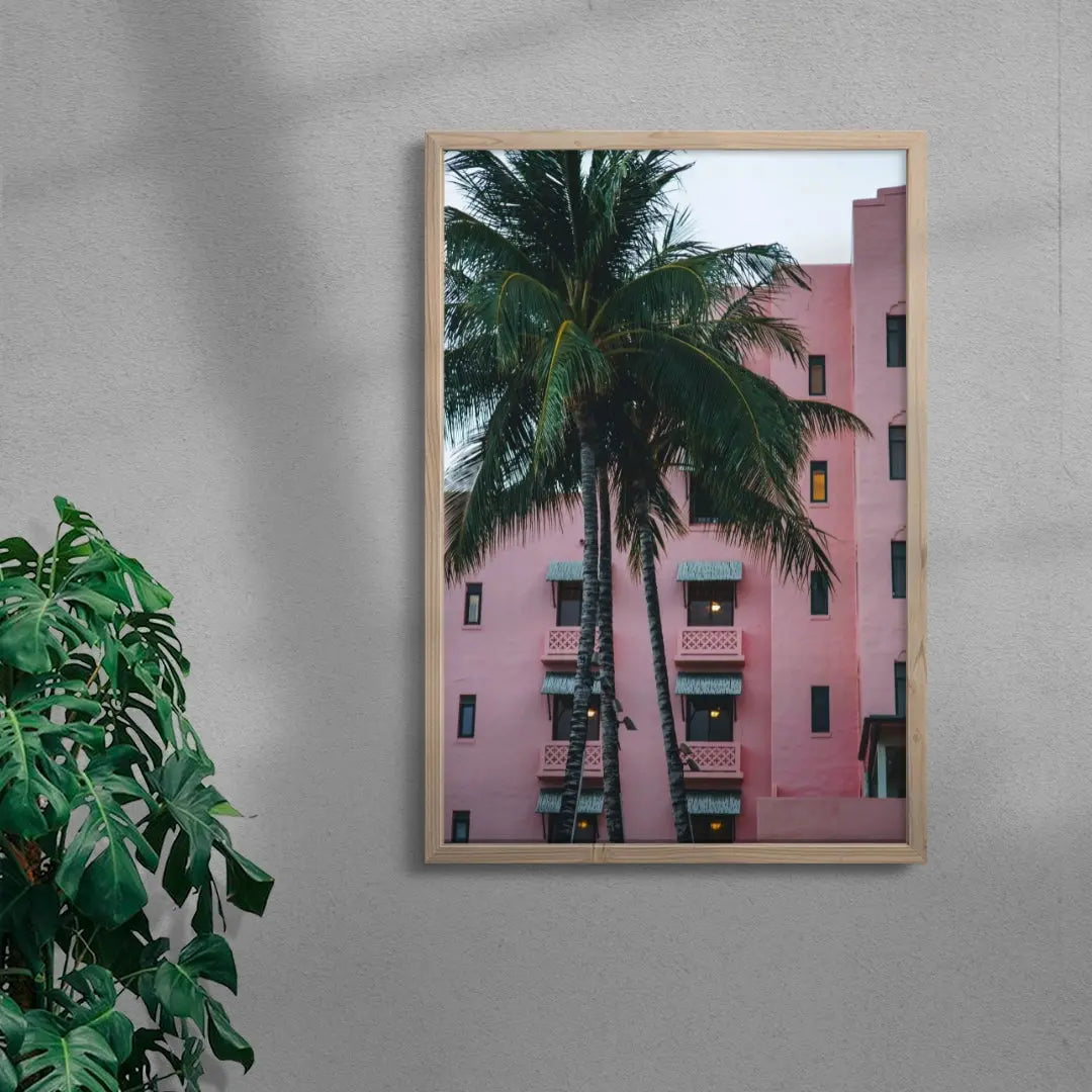 Pink Hotel contemporary wall art print by Of Two Lands - sold by DROOL