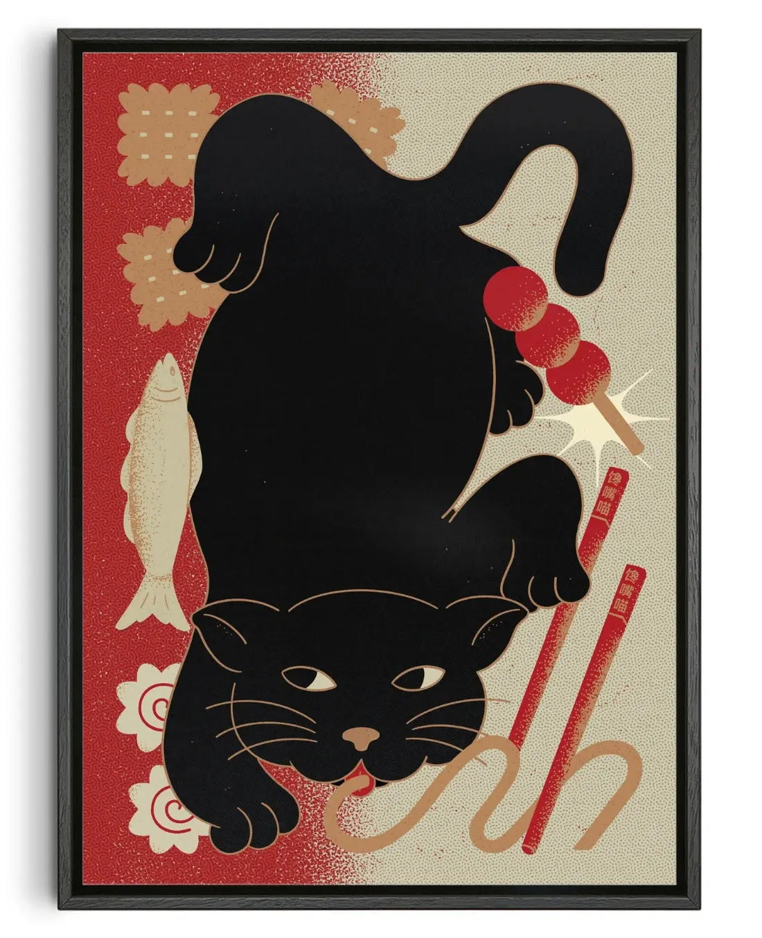 Greedy Meow contemporary wall art print by Erica Lee - sold by DROOL