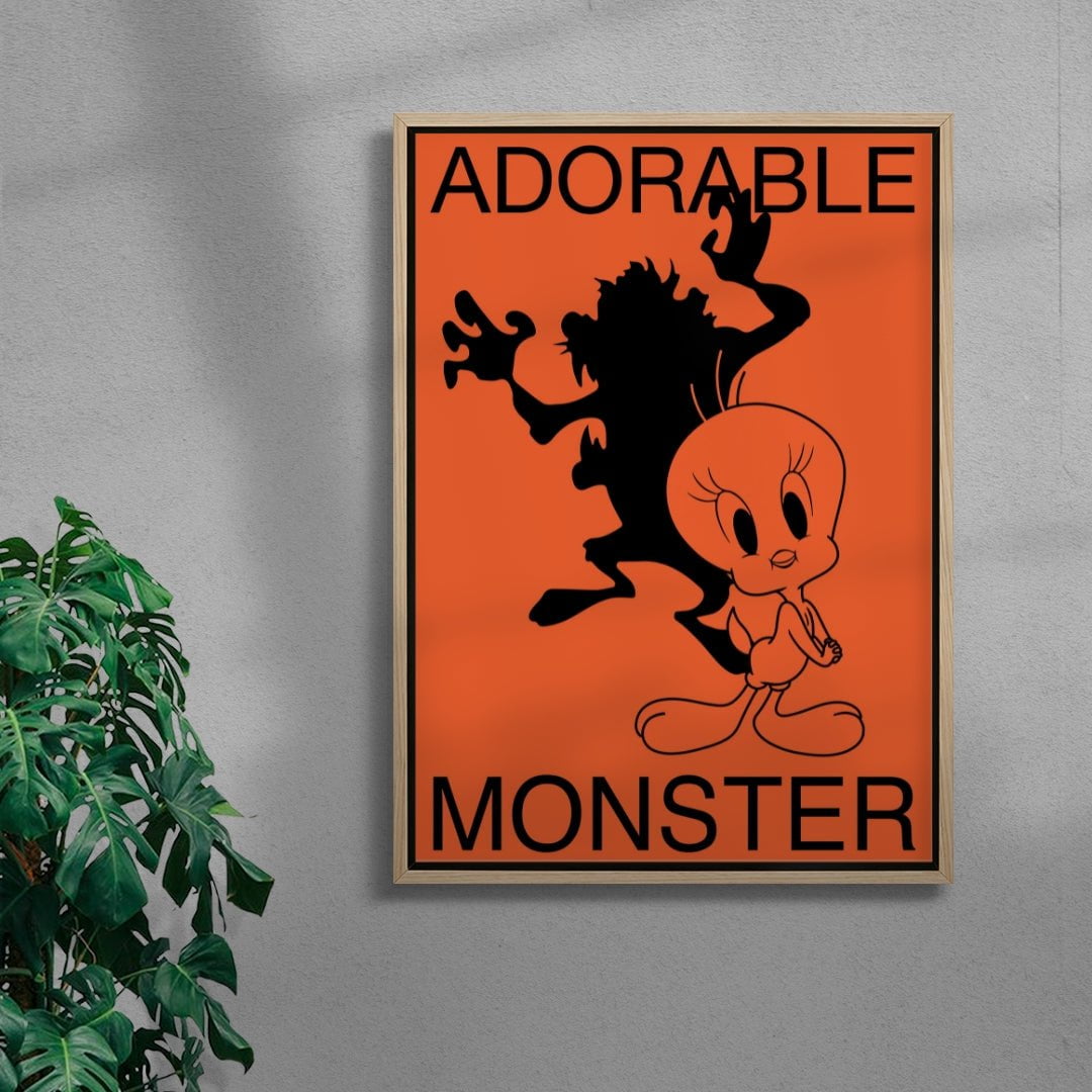 Adorable Monster contemporary wall art print by Sven Silk - sold by DROOL
