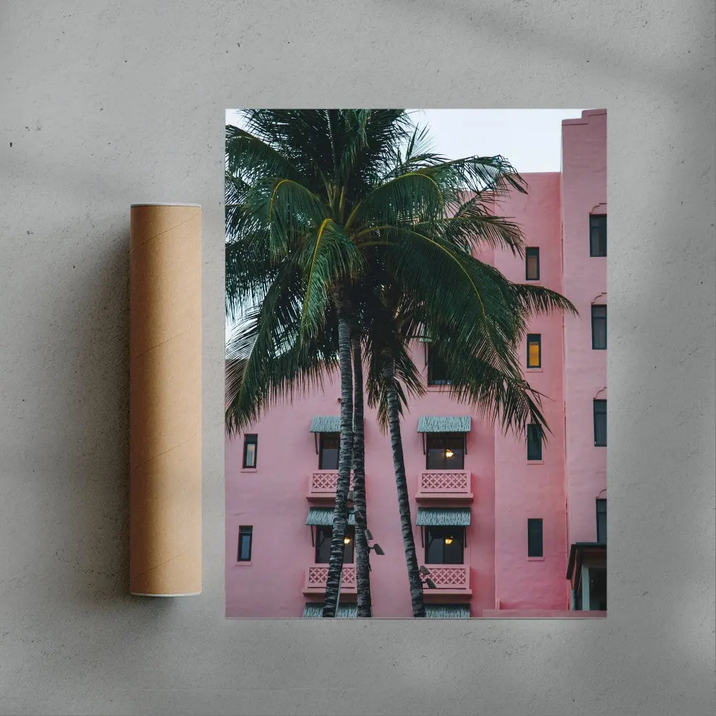 Pink Hotel contemporary wall art print by Of Two Lands - sold by DROOL