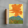 Orange Volcano contemporary wall art print by Lily Kong - sold by DROOL